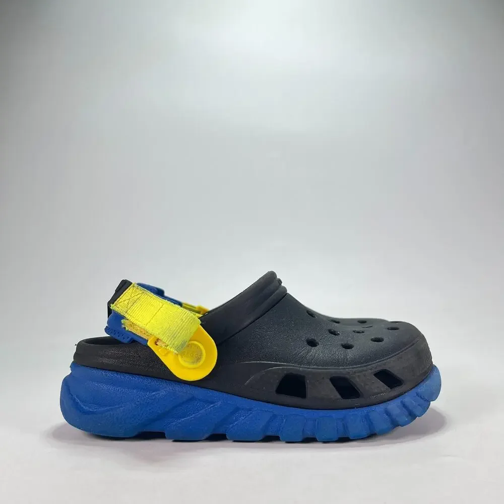 Crocs Duet Max II Clogs Black Blue Comfort Adjustable Strap Sandals Youth Size 2